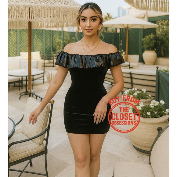 ZARA Off-Shoulder Velvet + Sequin Mini Dress 🖤✨ NWT - Picture 6 of 16